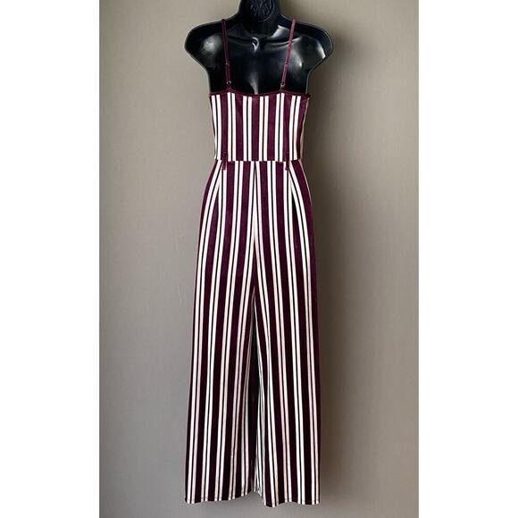 Forever 21 sz S red white valor stripe‎ jumpsuit - Picture 6 of 9